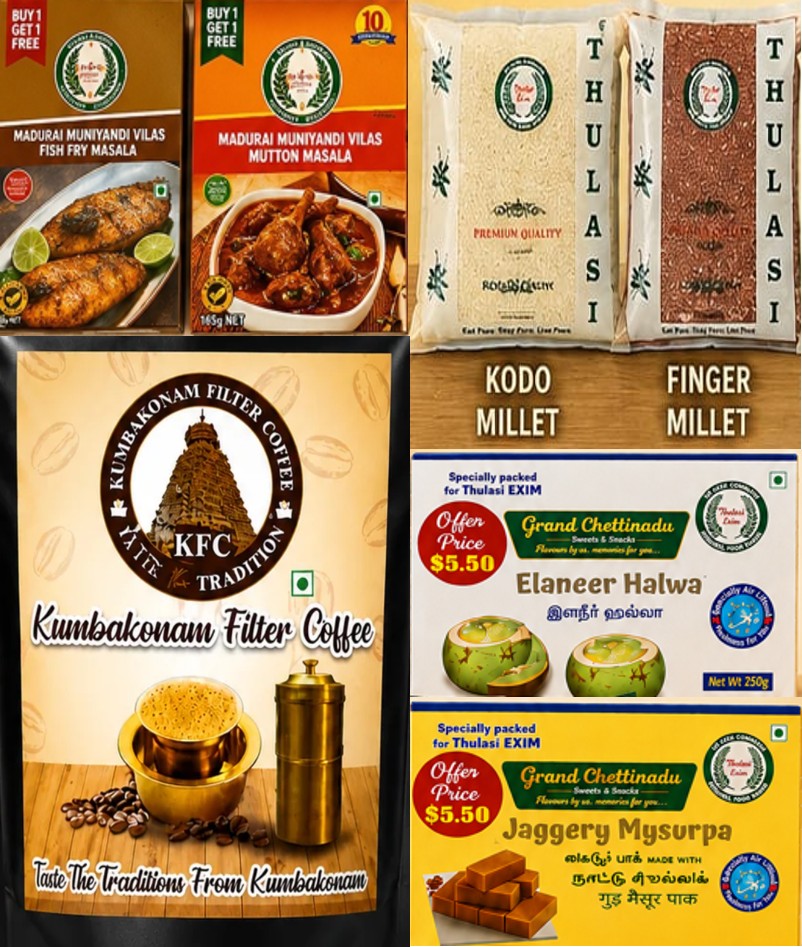 Our range of rice, millets, dal, masalas and sweets